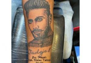 Ravindrasinh jadeja’s portrait tattoo, by Shrusti Ink Lovers Tattoo